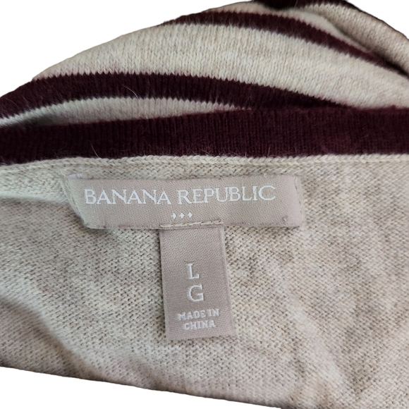 Banana Republic tan maroon stripes tunic  sweater dress shirt - Picture 7 of 9